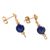 Gold-plated lapis lazuli dangle earrings, 'Deep Blue' - 18k Gold-Plated Dangle Earrings with Lapis Lazuli Stone (image 2c) thumbail