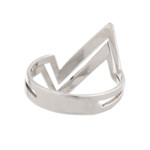 Sterling silver band ring, 'Thunder Marvel' - High Polished Geometric Sterling Silver Band Ring from Peru