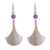 Amethyst dangle earrings, 'Mysterious Tumi' - Amethyst and 925 Silver Dangle Earrings with Hammered Finish (image 2a) thumbail