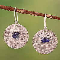 Lapis lazuli dangle earrings, 'Sea Reflections' - Modern Sterling Silver and Lapis Lazuli Dangle Earrings