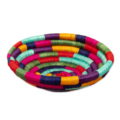 Handcrafted Colorful Natural Fiber Decorative Bowl