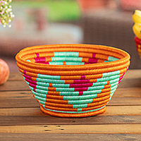 Natural fiber bowl, 'Sunrise' - Handcrafted Natural Fiber Decorative Guacamayas Bowl