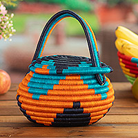 Natural fiber basket, 'Monserrate' - Guacamayas Natural Fiber Covered Basket from Colombia