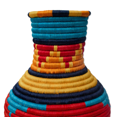 Natural fiber decorative vase, 'Sierra Nevada' - Guacamayas Natural Fiber Decorative Vase from Colombia