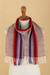 100% alpaca scarf, 'Floral Colors' - 100% Alpaca Striped Scarf with Fringe Hand-Woven in Peru