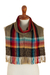 100% alpaca scarf, 'United Cultures' - Multicolored Hand-Woven 100% Alpaca Check Scarf with Fringe