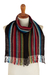 100% alpaca scarf, 'Family' - 100% Alpaca Fringed Scarf with Stripes Hand-Woven in Peru