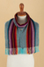 100% alpaca scarf, 'Dusk' - 100% Alpaca Striped Scarf with Fringe Hand-Woven in Peru