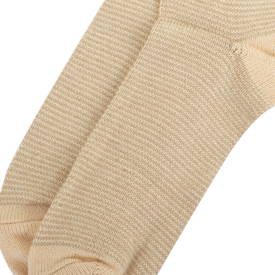 Cotton socks, 'Pakucho' - Unisex Beige and Green Cotton Socks Knitted in Peru