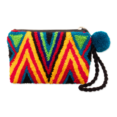 Handcrafted coin purse, 'Colombian Mountains' - Geometric Handcrafted colourful Coin Purse from Colombia