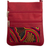 Bestickte Lederschlinge - Rote Lederschlinge mit Mola-Textil und verstellbarem Riemen