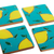 Wood and resin coasters, 'Lemon Love' (set of 4) - 4 Cedar Wood Lemon Coasters Hand-Painted in Colombia