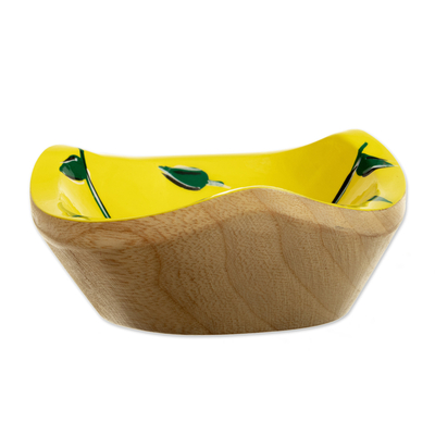 Wood catchall, 'Funky Cherries' - Cedar Wood Cherry Catchall Hand-Painted in Colombia