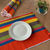 Cotton blend placemats, 'Orange and Rainbow' (set of 4) - 4 Cotton Blend Striped Placemats Hand-Woven in Colombia