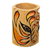 Portalápices de madera, 'Jaguar Gaze' - Portalápices de madera de cedro con temática de Jaguar elaborado en Colombia