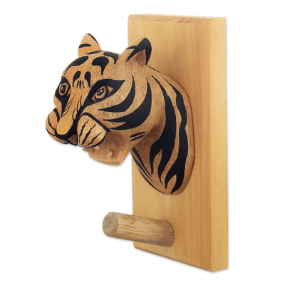 Cedar Wood Jaguar Coat Rack Carved and Painted by Hand
