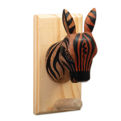 Handcrafted Zebra Cedar Wood Coat Rack from Colombia