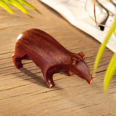 Minifigur aus Holz - Tapir-Minifigur, handgeschnitzt aus Palo Sangre-Holz