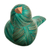 Wood and natural fiber figurine, 'Green Plumage' - Handmade Cedar Wood and Natural Fiber Bird Figurine in Green