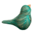 Wood and natural fiber figurine, 'Green Plumage' - Handmade Cedar Wood and Natural Fiber Bird Figurine in Green