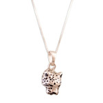 Sterling silver pendant necklace, 'Courage Deity' - Jaguar Sterling Silver  Pendant Necklace