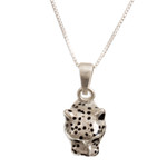Sterling silver pendant necklace, 'Courage Deity' - Jaguar Sterling Silver  Pendant Necklace