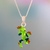 Sterling silver pendant necklace, 'Jungle Spirit' - Painted Frog-Themed Sterling Silver Pendant Necklace thumbail