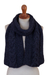 Alpaca blend scarf, 'Indigo Trends' - Knit Alpaca Blend Scarf with Indigo Braid at the Center