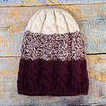 Alpaca Blend Hat in Purple and Ivory Hand-Knitted in Peru, 'Color Degrade'