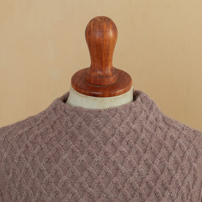 pullover aus 100 % Alpaka - Lila gestrickter Pullover aus 100 % Alpaka mit geometrischem Muster