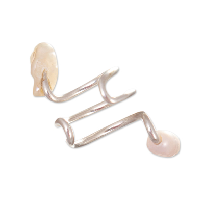Ear cuff de perlas cultivadas - Ear Cuff de Plata de Ley Pulida con Perlas Cultivadas