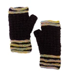 100% alpaca fingerless mitts, 'Heavenly Stripes' - 100% Alpaca Striped Fingerless Mitts Hand-Knitted in Peru