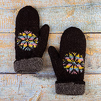 100% alpaca reversible gloves, 'Chic Snowflakes' - Unisex 100% Alpaca Reversible Gloves Hand-Knitted in Peru
