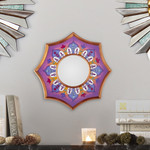 Reverse painted glass mirror, 'Lilac Star' - Lilac Floral Star Reverse Painted Glass Mirror 