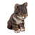 Wood sculpture, 'Meditative Cat' - Hand-Painted Cat-Themed Cedar Wood Sculpture from Peru