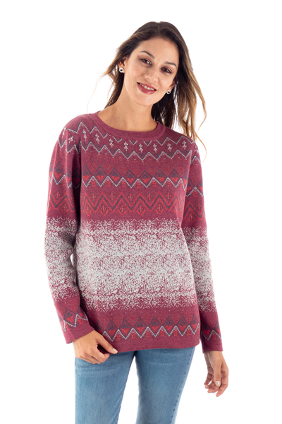 Cotton and Recycled PET Blend Pullover with Diamond Motifs