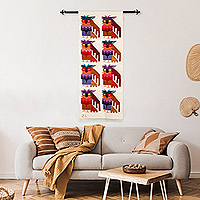 Wool blend tapestry, 'Andean Owls' - Wool Blend Tapestry of Andean Owls Hand-Woven in Peru