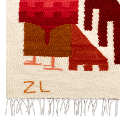 Wandteppich aus Wollgemisch, 'Andeneulen'. - Wandteppich aus einer Wollmischung mit Anden-Eulen, handgewebt in Peru