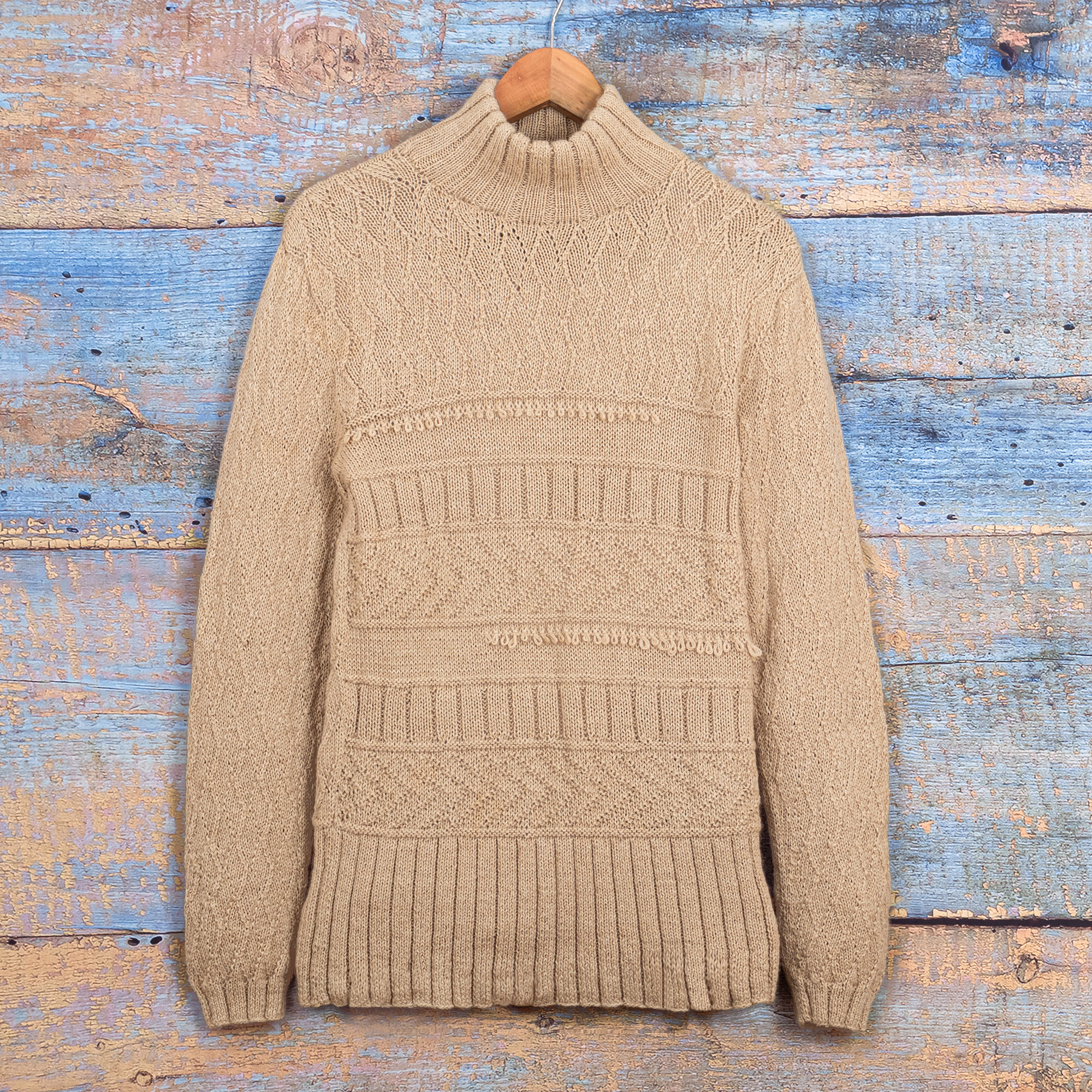 INTI ALPACA Thick Handmade sweater for Men in Blue Alpaca Wool