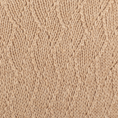 pullover aus 100 % Baby-Alpaka, „Mia“ – Beigefarbener Pullover, handgestrickt aus 100 % Baby-Alpaka in Peru