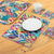 Hand-painted placemats and coasters, 'Springtime Hearts' (set for 4) - 8-Piece Hand-Painted Placemat & Coaster Set with Heart Motif
