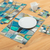 Hand-painted placemats and coasters, 'Aquamarine Art' (set for 4) - Modern 8-Piece Hand-Painted Placemat & Coaster Set from Peru