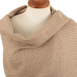 100% baby alpaca shawl, 'Tweed Inspiration' - Brown & Beige Fringed Shawl Hand-Woven in 100% Baby Alpaca