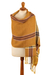 schal aus 100 % Baby-Alpaka, „Dakota“ – ockerfarbener Schal mit Fransen und Streifen, handgewebt aus 100 % Baby-Alpaka