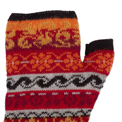 fingerlose Handschuhe aus 100 % Alpaka - Mehrfarbige fingerlose Unisex-Strickhandschuhe aus 100 % Babyalpaka