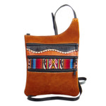 Alpaca blend-accented suede sling, 'Sepia Andes' - Handcrafted Leather and Alpaca Blend-Accented Sepia Sling