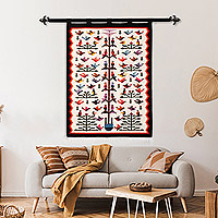 Wool and cotton blend tapestry, 'Tree of Joy' - Bird-Themed Wool and Cotton Blend Tapestry from Peru