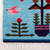 Wandteppich aus Woll- und Baumwollmischung - Handgewebter Wandteppich aus blauer Wolle und Baumwollmischung mit Vogelmotiv