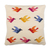 Wool cushion cover, 'Chanting Birds' - Bird-Themed Ivory Wool Cushion Cover with Colorful Details thumbail