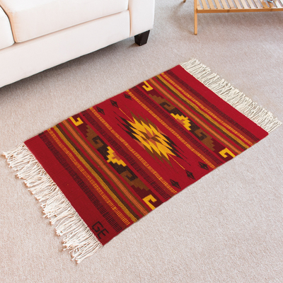 Wool area rug, Warm Andean Constellation (2x3)